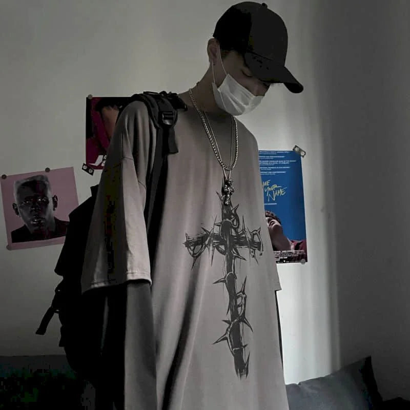 Vexaroa oversized anime-inspired long-sleeve streetwear T-shirt, image 2