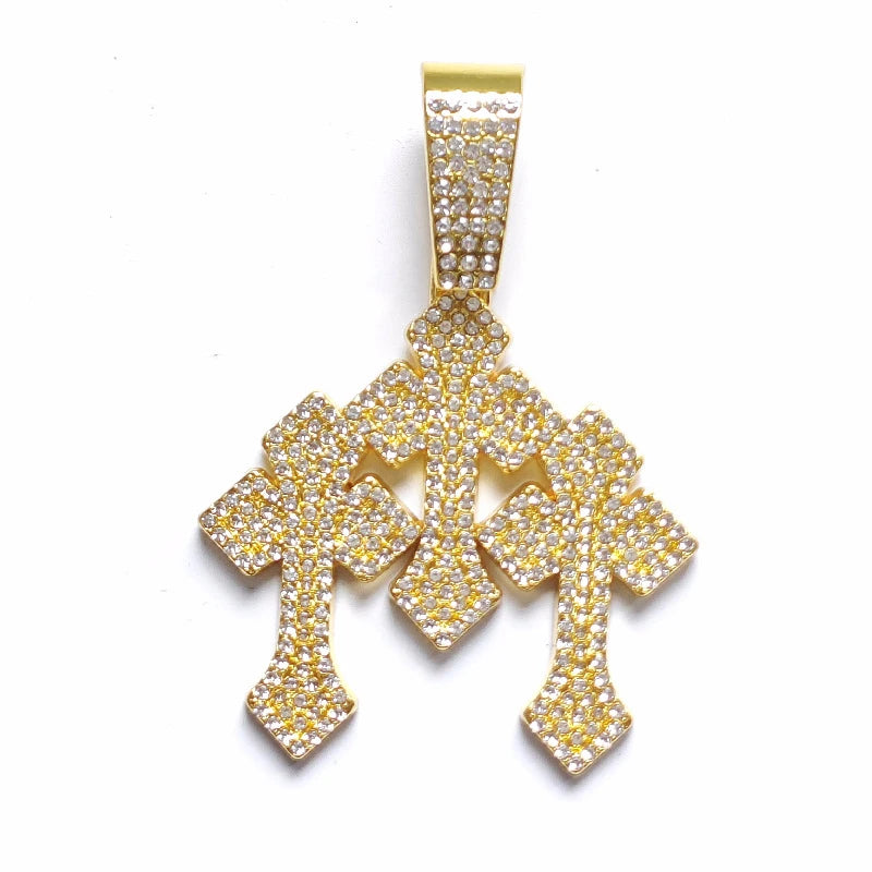 Vexaroa Iced-Out Cross Pendant Cuban Chain Necklace — Vexaroa product image 6