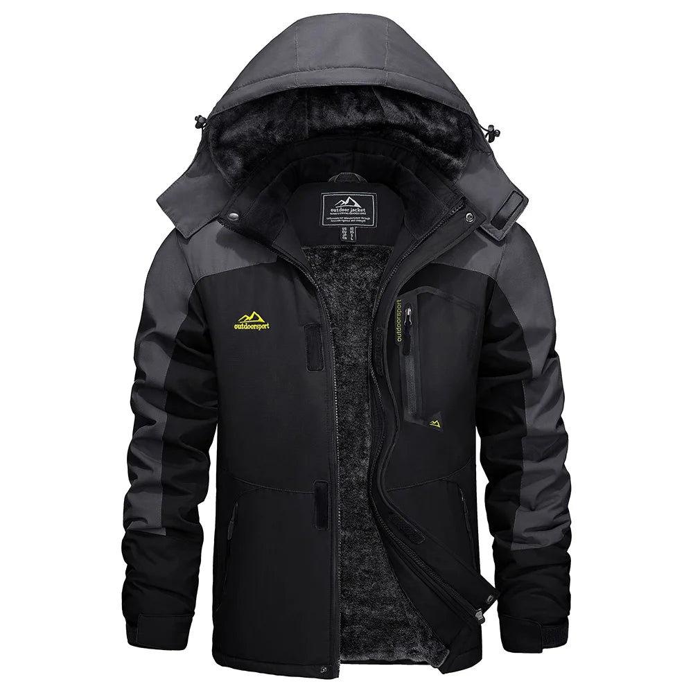 KEFITEVD Men's Winter Ski Jacket Waterproof Warm Thick Fleece Hiking Jackets Raincoats Snow Jacket Coats Windbreaker Man Parka