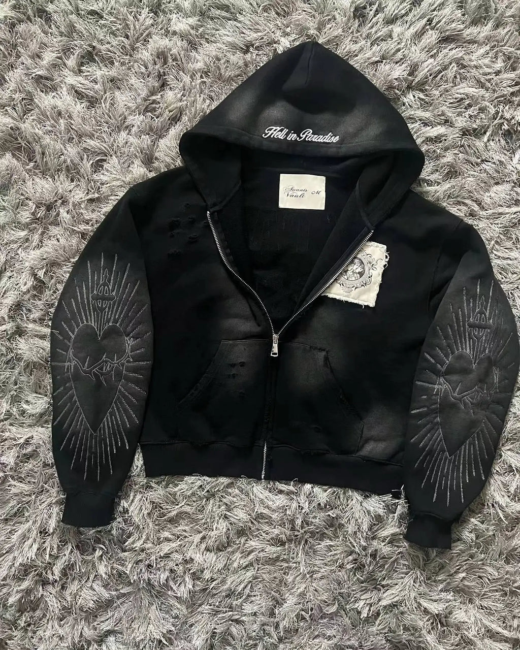 Vexaroa Women's Black Skeleton Print Hooded Sweatshirt