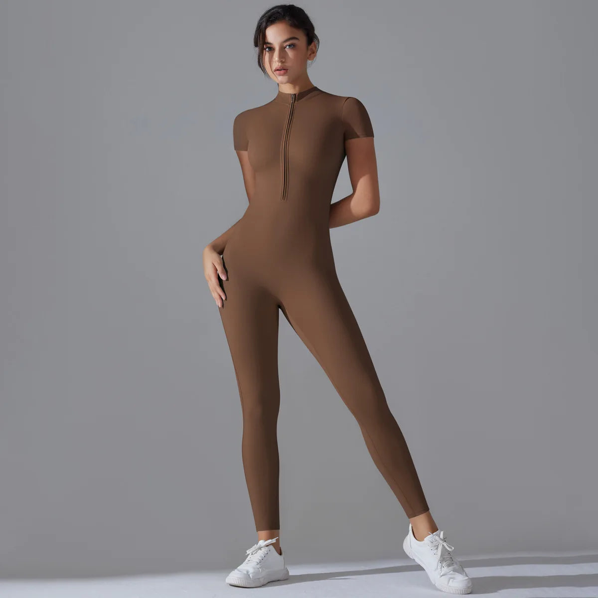 Vexaroa Women's Zipper Yoga Jumpsuit | Quick-Dry Fitness Suit