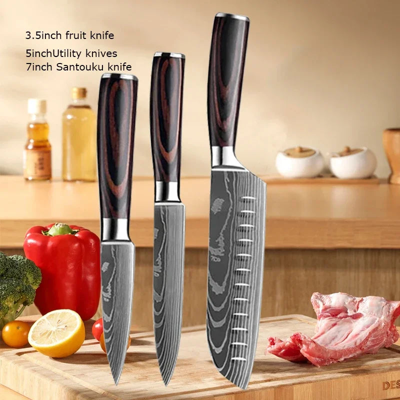 Vexaroa Professional Japanese Kitchen Knife Set with Covers