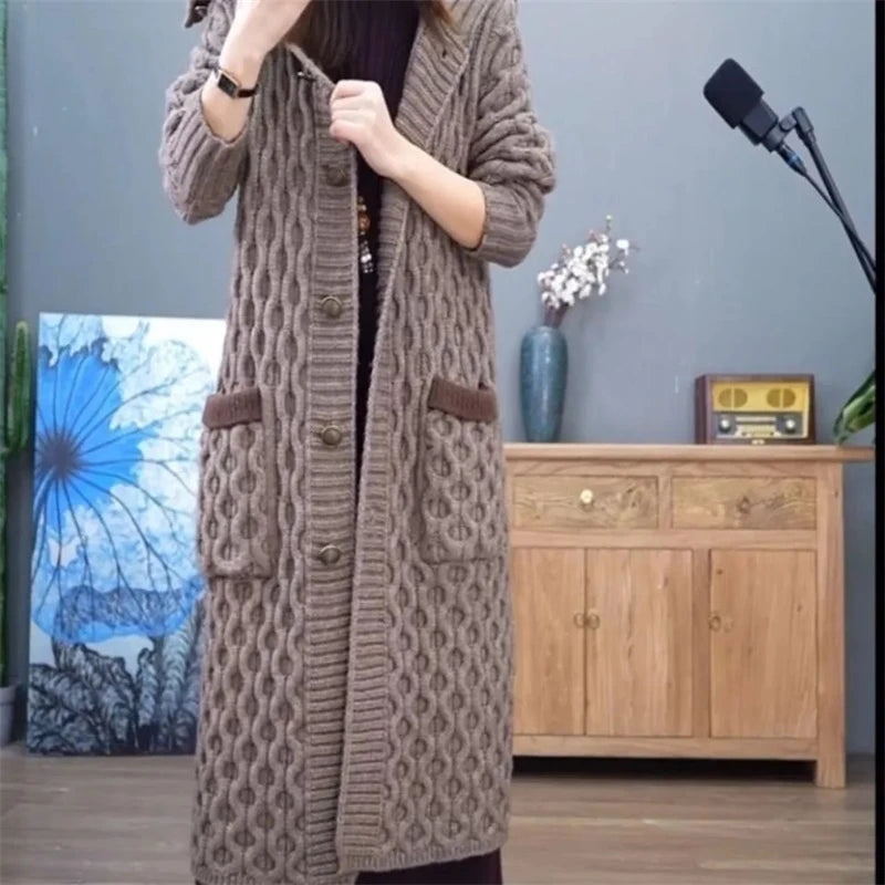 Autumn Winter 2025 Stand Collar Loose Women Knitted Cardigan Sweater Jacket Long sleeve Single Breasted Fashion Ladies Top