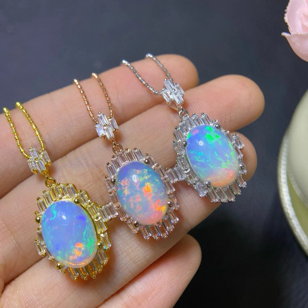 Vexaroa Natural Opal Pendant Necklace – 10x14mm Fire Opal