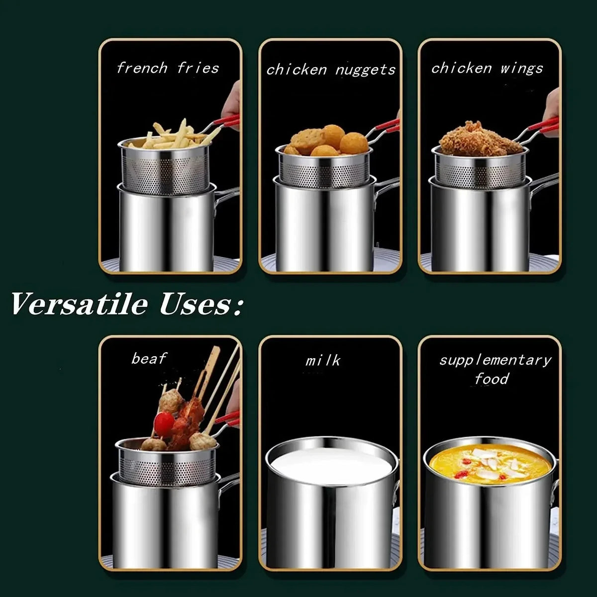 Vexaroa Stainless Steel Deep Fryer with Basket product photo, view 2