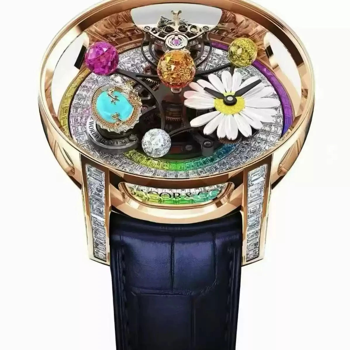 Customized limited edition celestial tourbillon watch,mechanical full disc rotatable watch,dual movement,small ugly orange watch