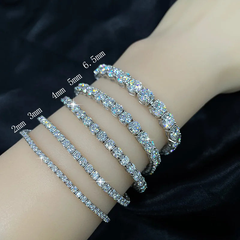 Luxury  Jewelry VVS Moissanite  Sterling Silver 925 Fashion Moissanite Tennis Chain Bracelet and Necklace For Women