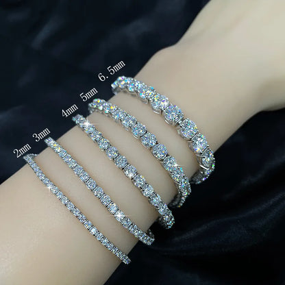Luxury  Jewelry VVS Moissanite  Sterling Silver 925 Fashion Moissanite Tennis Chain Bracelet and Necklace For Women