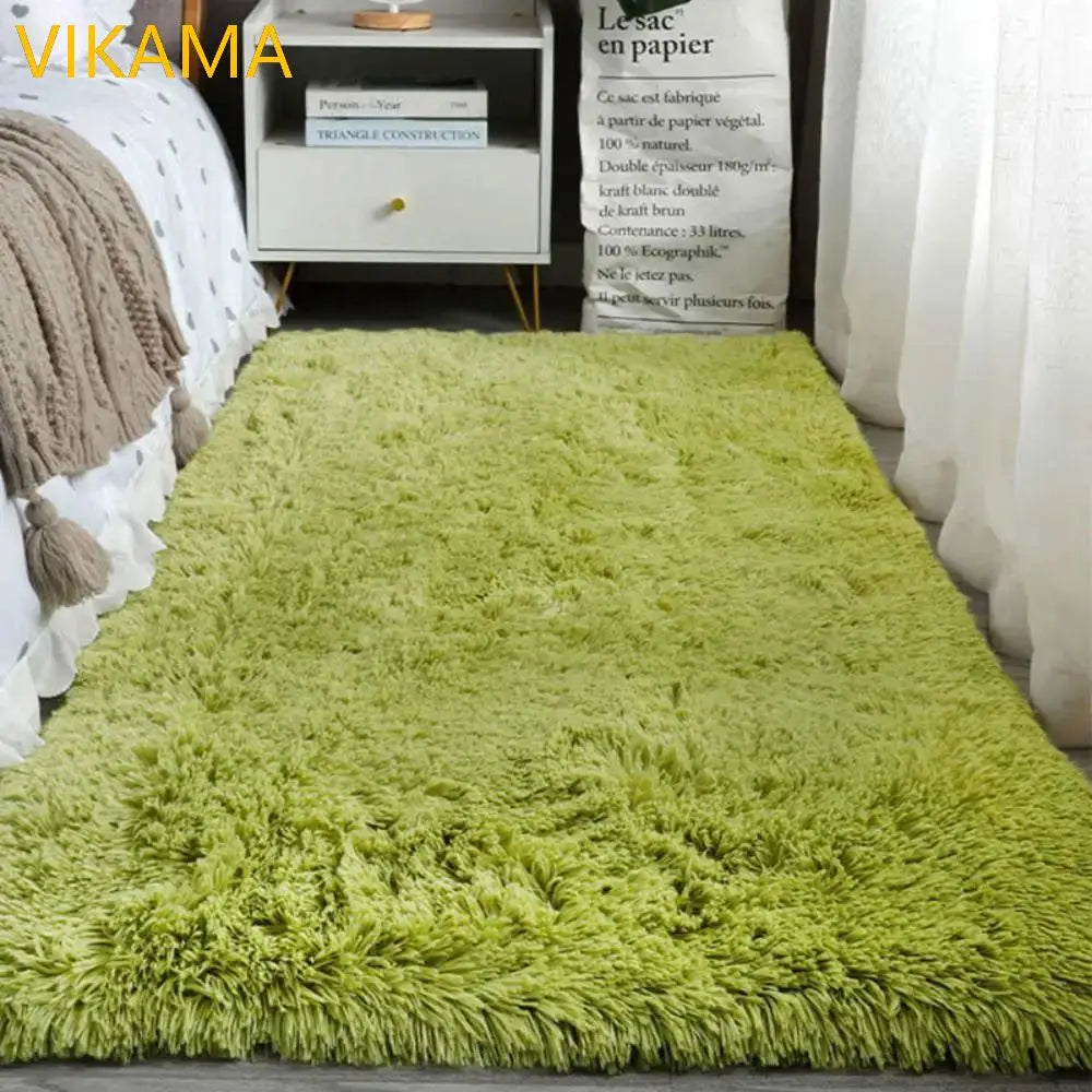 VIKAMA Simple Silk Wool Plush Carpet Bedroom Living Room Bed Blanket Solid Color High-Grade Soft Blanket Room Coffee Table Mat