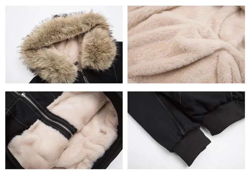 Vexaroa Fur Collar Hooded Parka Padded Winter Coat