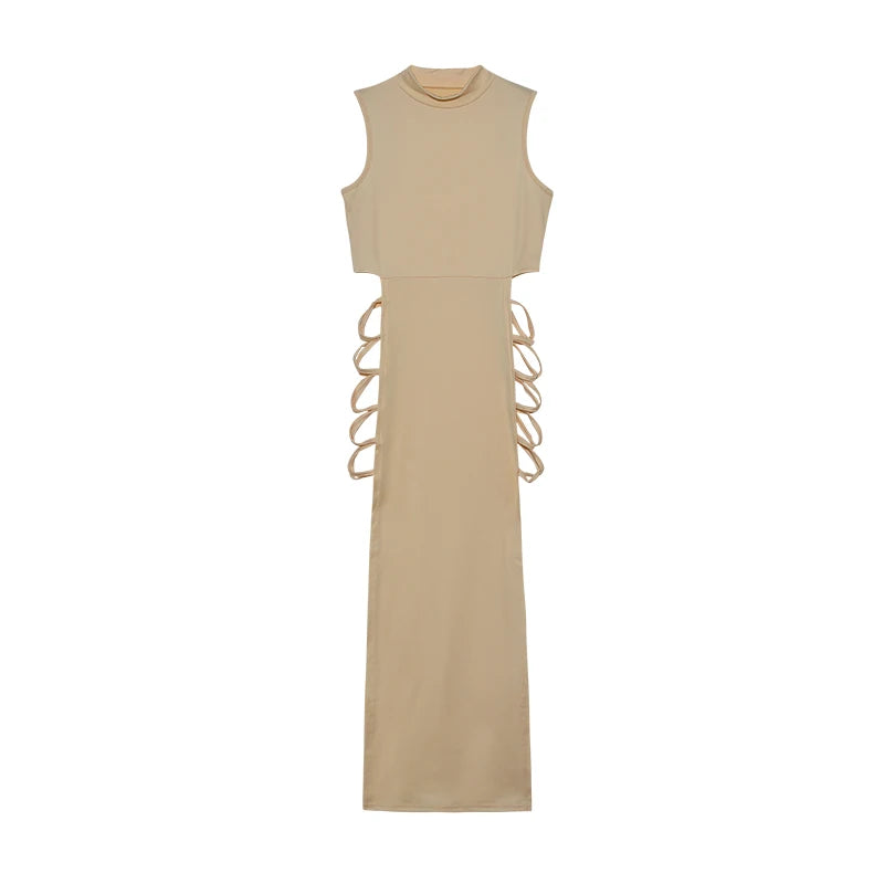 Vexaroa Criss Cross Cut Out Bodycon Dress | Mock Neck