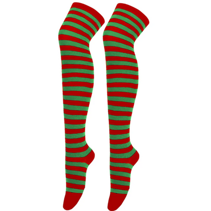 Stocking Over Knee Socks Fashion Women Keep Warm Slim Long Socks Black White Striped Hosiery
