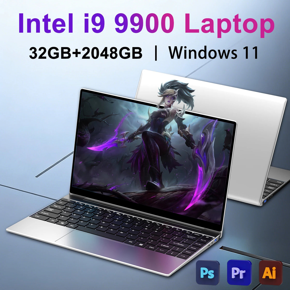 Ultra Slim 14.1 Inch Laptop Intel Core I9-9900 32GB RAM 2TB SSD for Gaming Office Study Windows 11 Pro FHD 1920*1080