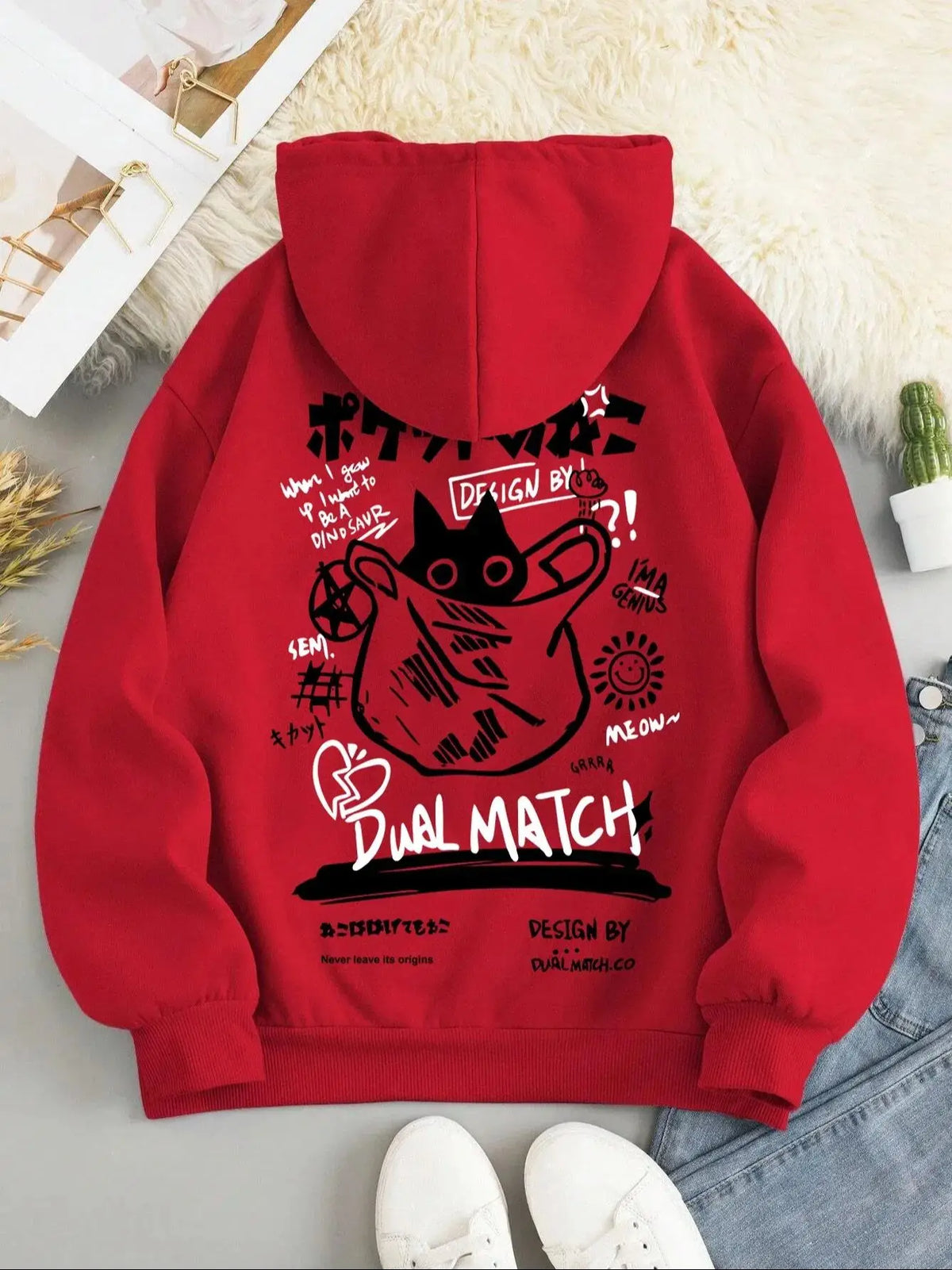 Vexaroa Black Cat Graphic Hoodie