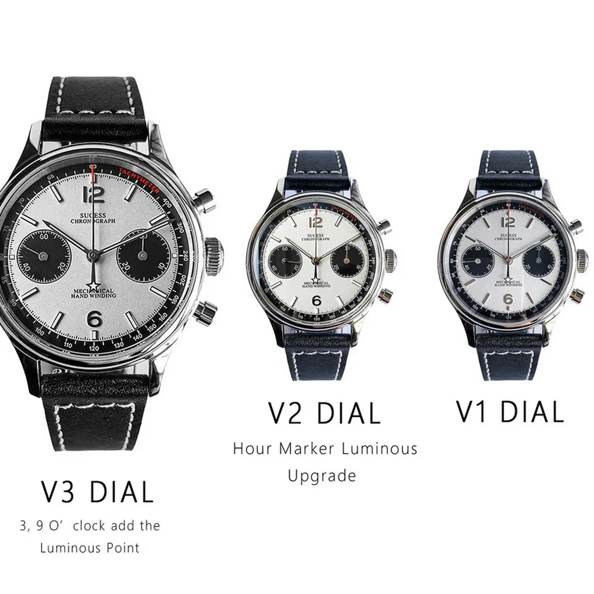 Sugess 1963 Pilot Watch Men Mechanical Chronograph Panda Wristwatch Air Force Sapphire Waterproof for Seagull Movement ST1901 v3