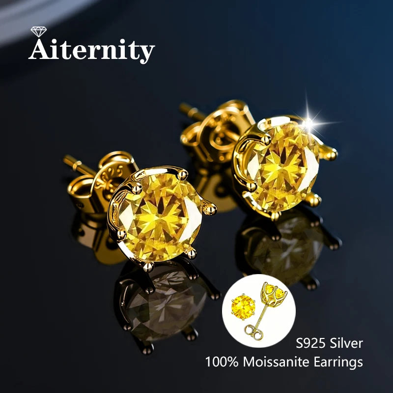 100% Real Sterling Silver S925 Moissanite Earrings Stud With 2 Certificate D VVS1 Pass Diamond Testing Pen For Women Men Jewelry