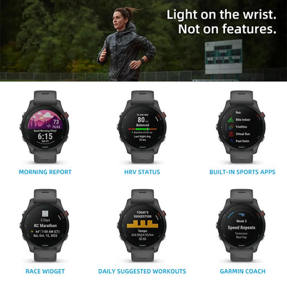 Garmin Forerunner 255 46mm 4GB ROM Running Fitness Tracker Sports Smartwatch 1.3'' Display Bluetooth 5ATM 14 Days Battery Life