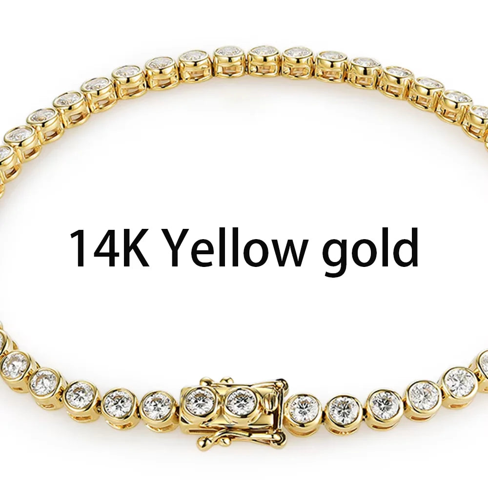 Vexaroa Bezel Set D VVS1 Moissanite Tennis Bracelet | Gold