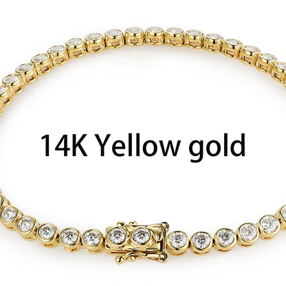 Vexaroa Bezel Set D VVS1 Moissanite Tennis Bracelet | Gold