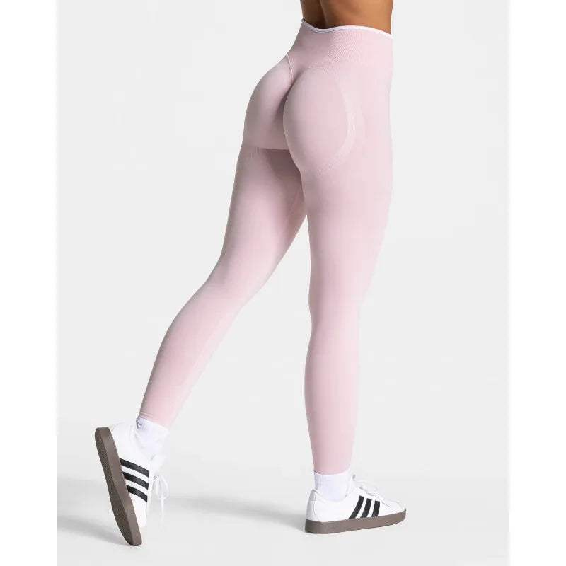 Vexaroa Color Block Seamless High Waist Hip Lift Yoga Leggings