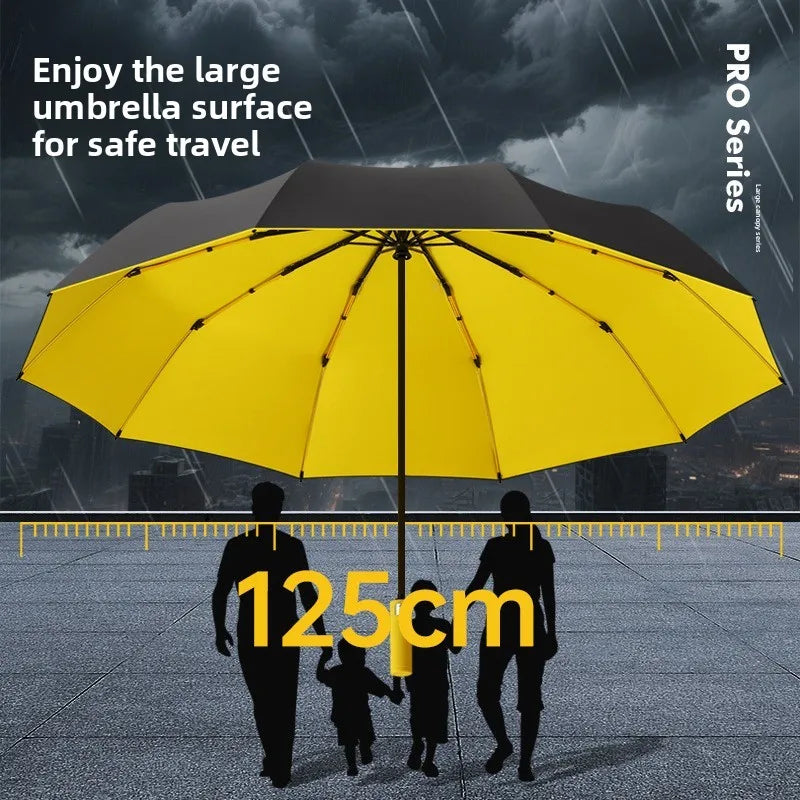 125CM Triple Fold Double Layer Double Keel Super Large Men Umbrella Sunscreen Extra Folding Rain Umbrella for Outdoor Daily