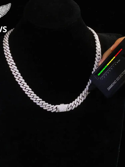 VVS Moissanite 10mm Cuban Link Necklace 925 Silver | Vexaro