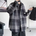 Vexaroa Men's Korean Plaid Shirt Jacket