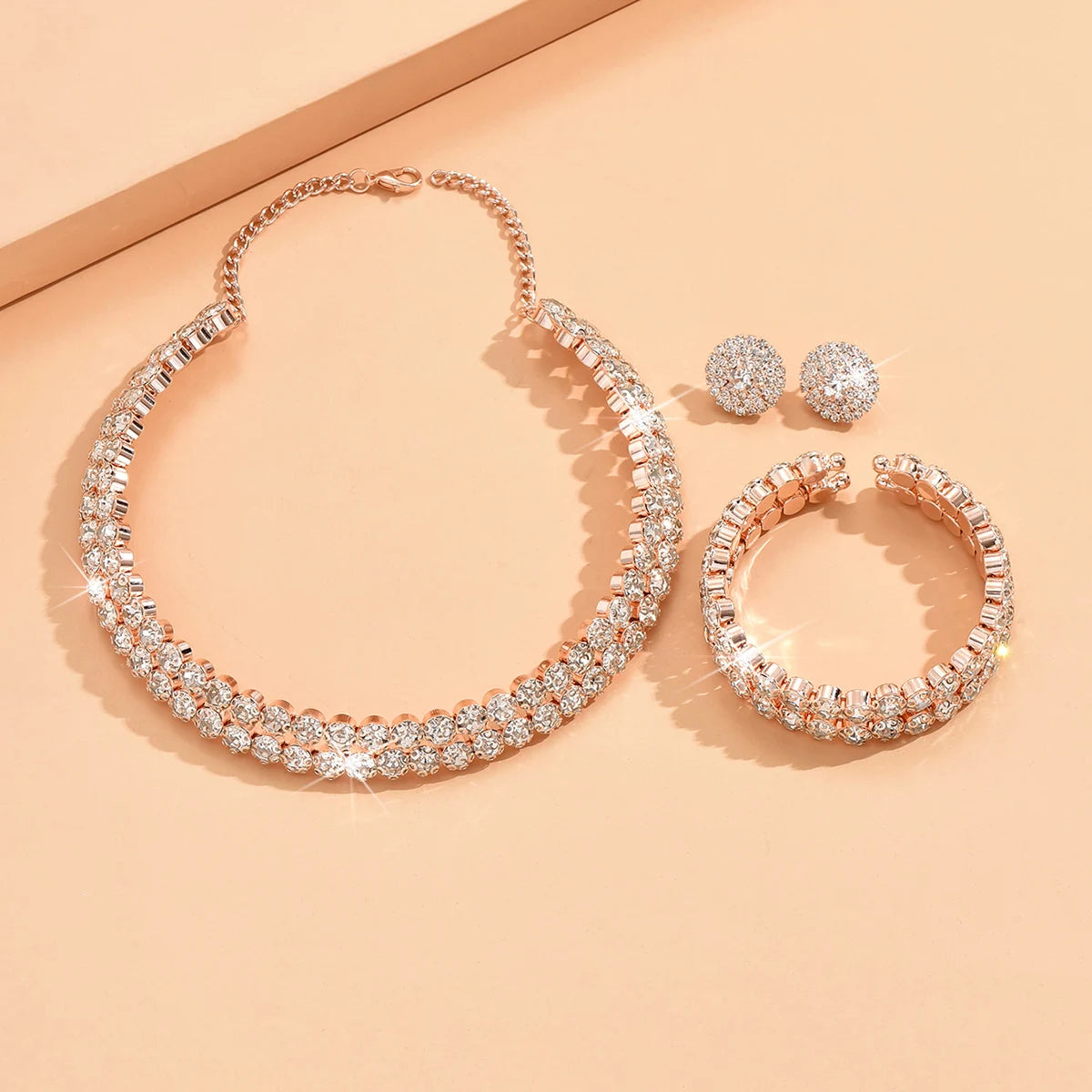 4 pieces of women's fashionable and minimalist necklaces with earrings, bracelets, jewelry sets, banquet and party accessories