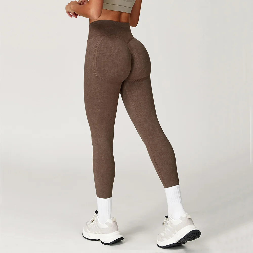 Vexaroa Seamless High Waist Ribbed Yoga Pants Scrunch Bum