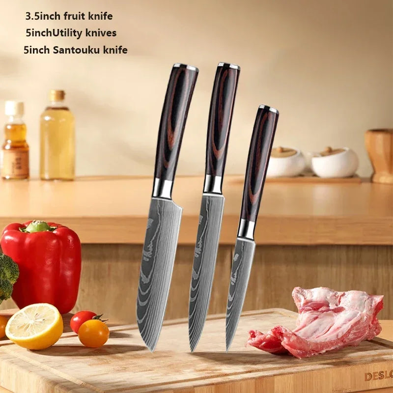 Vexaroa Professional Japanese Kitchen Knife Set with Covers