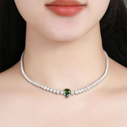 D VVS1 Pear Moissanite Pendant Necklace | GRA Certified | 925 Silver | Vexaroa