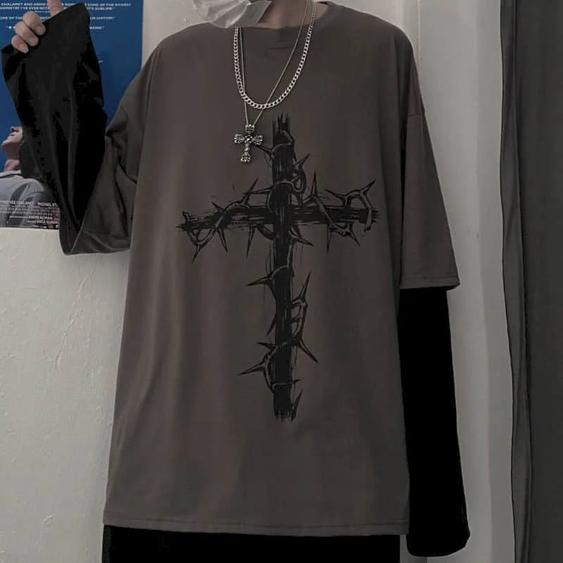 Vexaroa oversized anime-inspired long-sleeve streetwear T-shirt, image 3