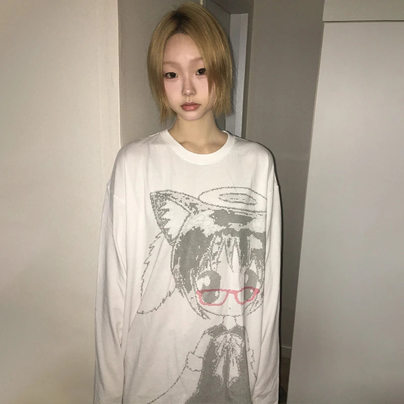 Vexaroa Japanese Y2K Anime Graphic Long Sleeve Tee product photo, view 2