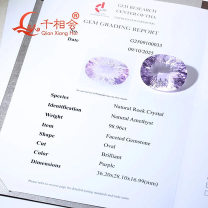 Collector's Masterpiece: 98.96 Carat Natural Amethyst - Stunning Large Oval Millennium Facet Cut, A Prime Investment Gem