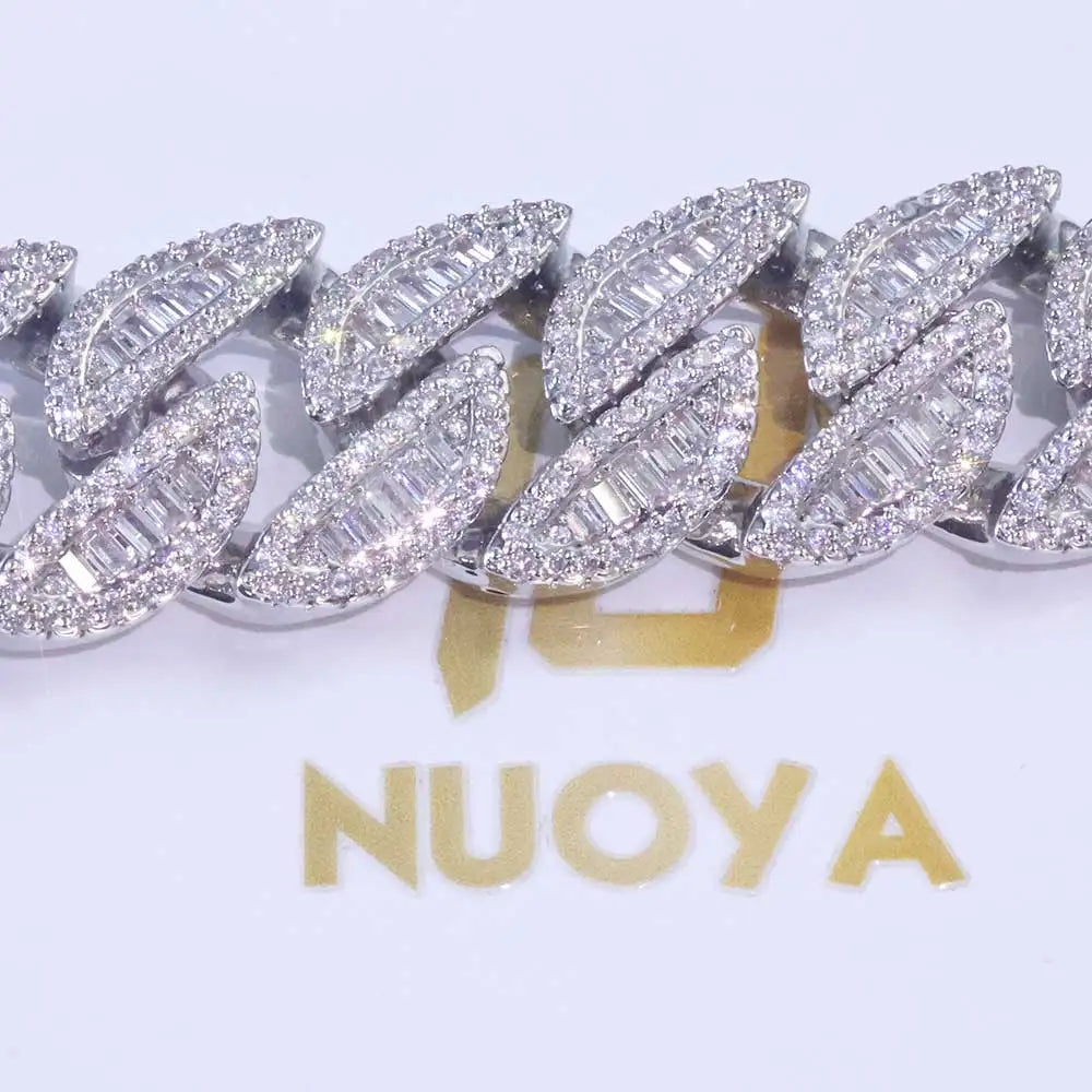 925 Silver 20mm 3-Row VVS Moissanite Cuban Chain | Vexaroa