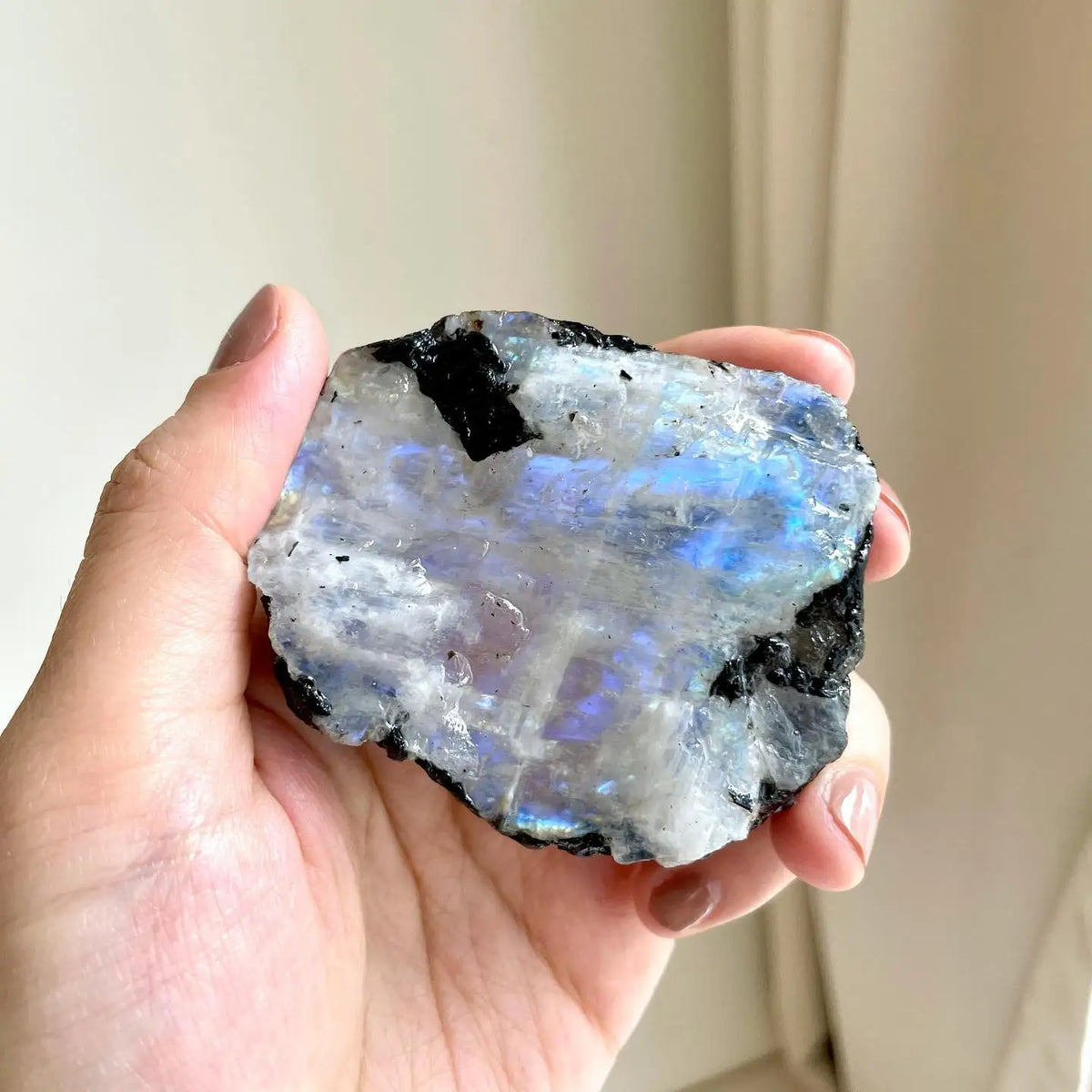 Large Raw Rainbow Moonstone, Featuring Natural Rough Iridescence, Perfect for Home Decoration, Yoga Gifts