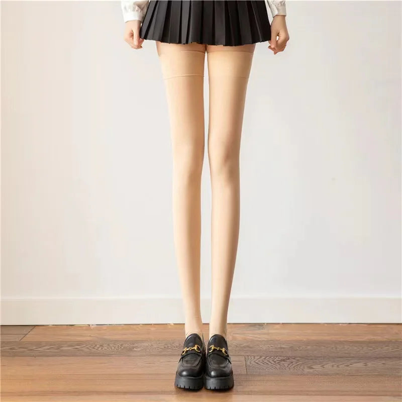 Vexaroa White Velvet Over Knee Socks Anti-Slip Thigh High