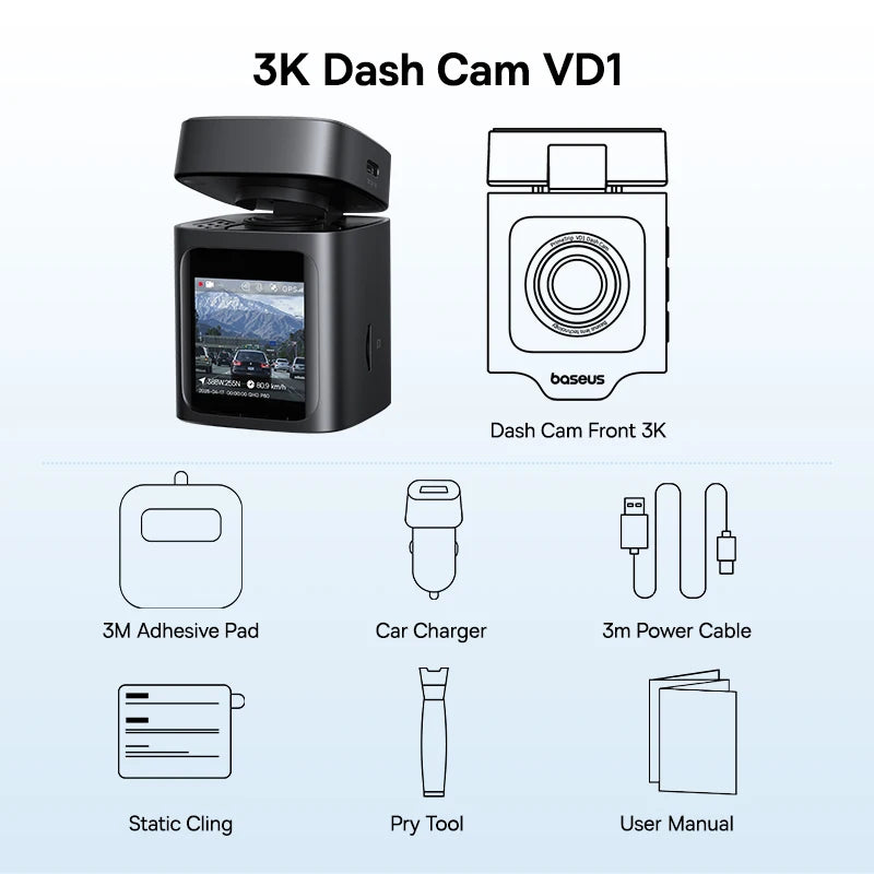 Vexaroa 3K Dual Dash Cam with GPS and WiFi