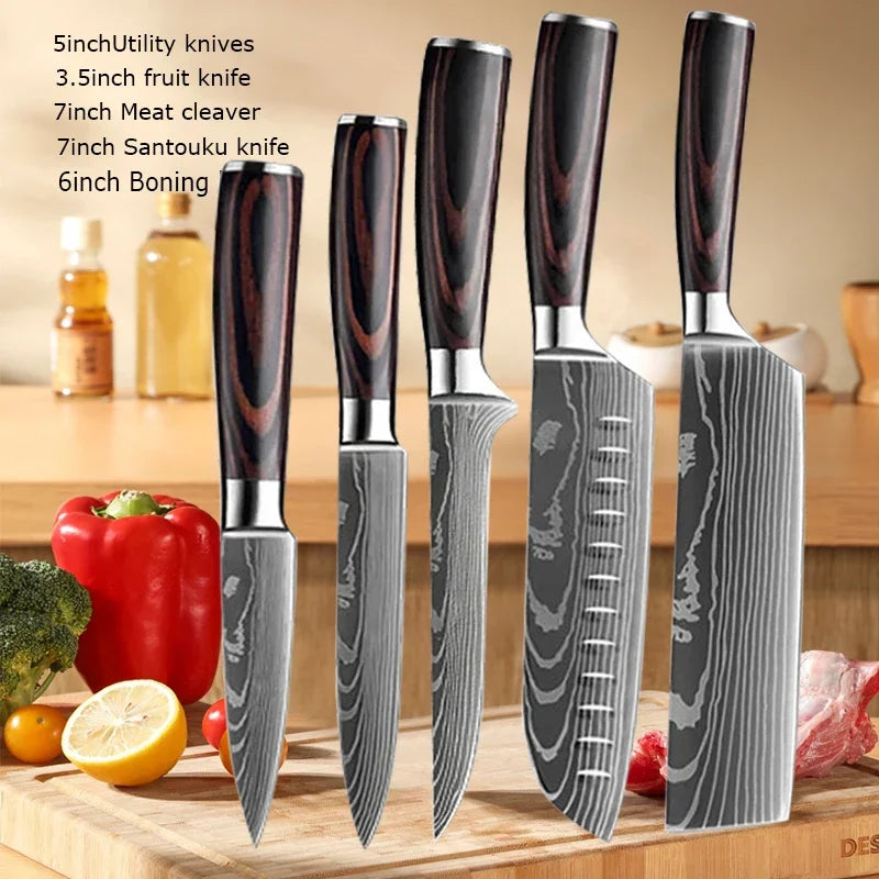 Vexaroa Professional Japanese Kitchen Knife Set with Covers