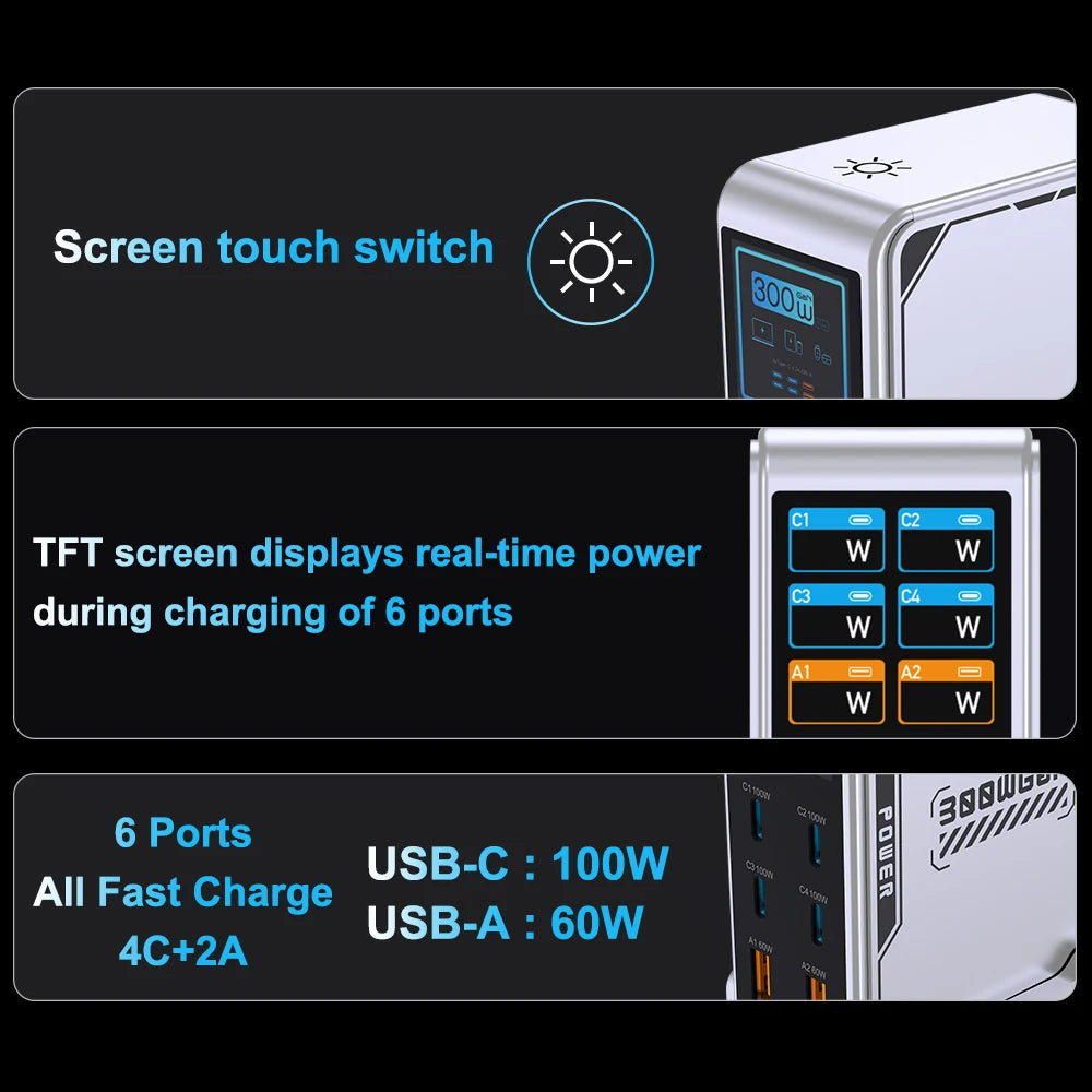 Vexaroa 300W GaN USB-C desktop charging station – product view 2