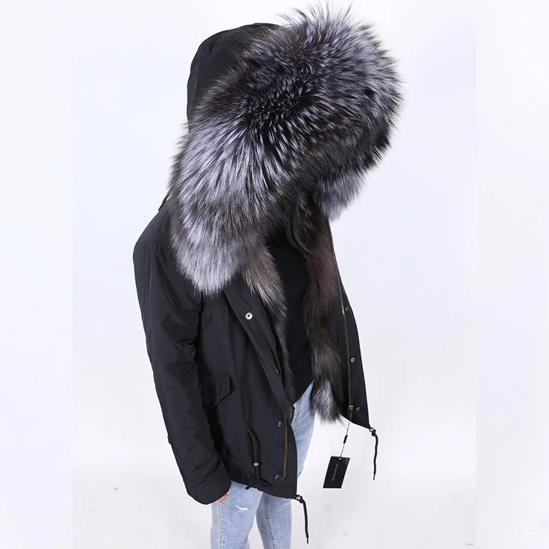 Winter Jackets For Women's Jacket Natural Real Fur Coat Fox Fur Collar Inner Fur Parkas Female Cold Coat