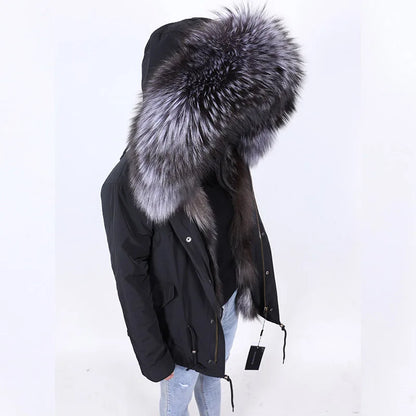 Winter Jackets For Women's Jacket Natural Real Fur Coat Fox Fur Collar Inner Fur Parkas Female Cold Coat