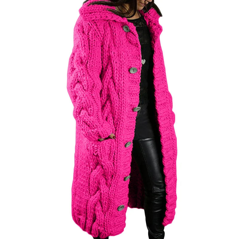 Fashion Solid Knit Cardigan For Women Casual Long Sleeve Turn-down Collar Button Sweater Coat Tops Lady Office Womens Clothing