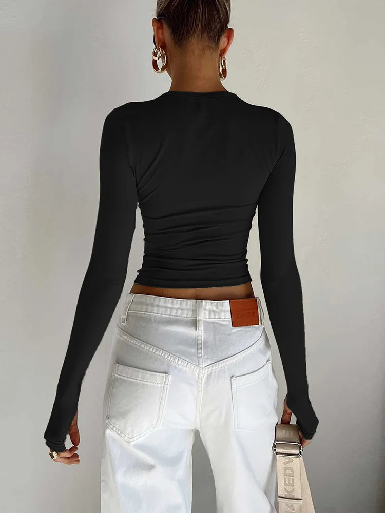 Vexaroa Womens Slim Long Sleeve Crop Top product photo, view 1