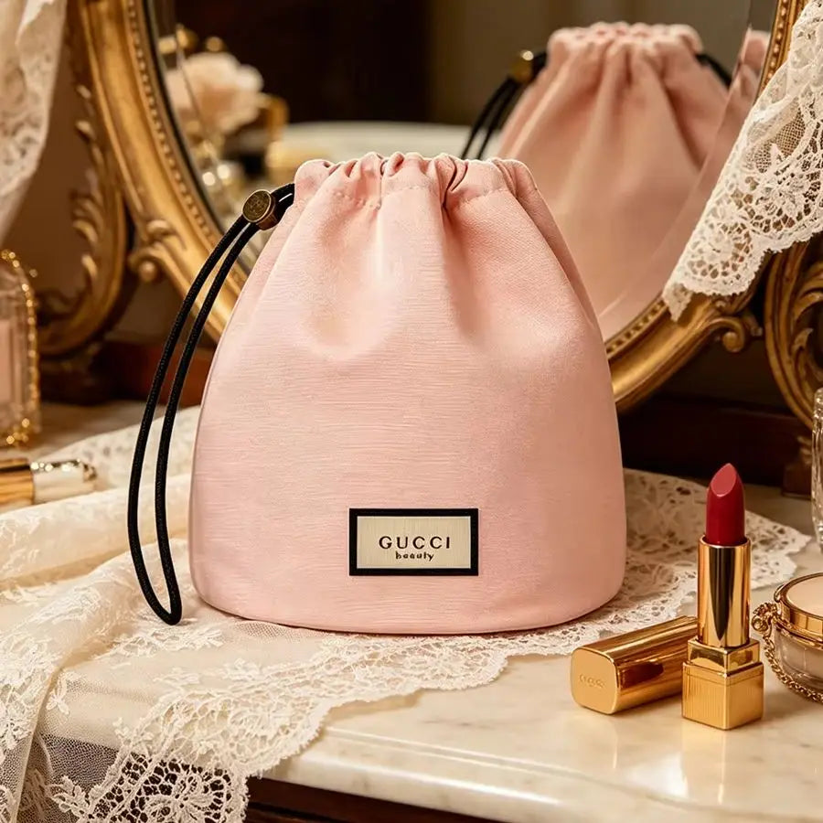 Gucci bag Women Drawstring Cosmetic Bag Pink Canvas Travel Storage Pouch Bathroom Organizer Ideal Gift For Girlfriend And Friend