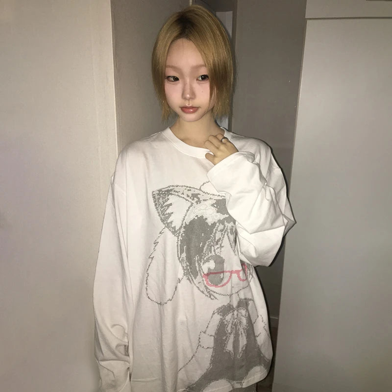 Vexaroa Japanese Y2K Anime Graphic Long Sleeve Tee product photo, view 3