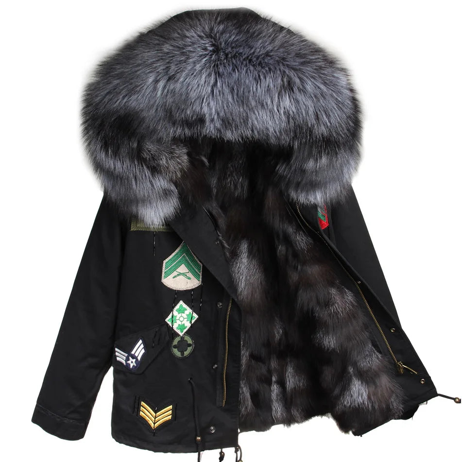 Winter Jackets For Women's Jacket Natural Real Fur Coat Fox Fur Collar Inner Fur Parkas Female Cold Coat