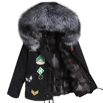 Winter Jackets For Women's Jacket Natural Real Fur Coat Fox Fur Collar Inner Fur Parkas Female Cold Coat