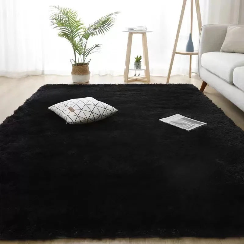 VIKAMA black Area Plush for Bedroom, Living Room Fluffy Rug, Large Area Rug Shag Shaggy Carpet Soft Plush Furry Bedside Rug