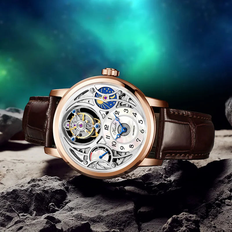Tourbillon Moon Phase Skeleton Sapphire Watch | Vexaroa